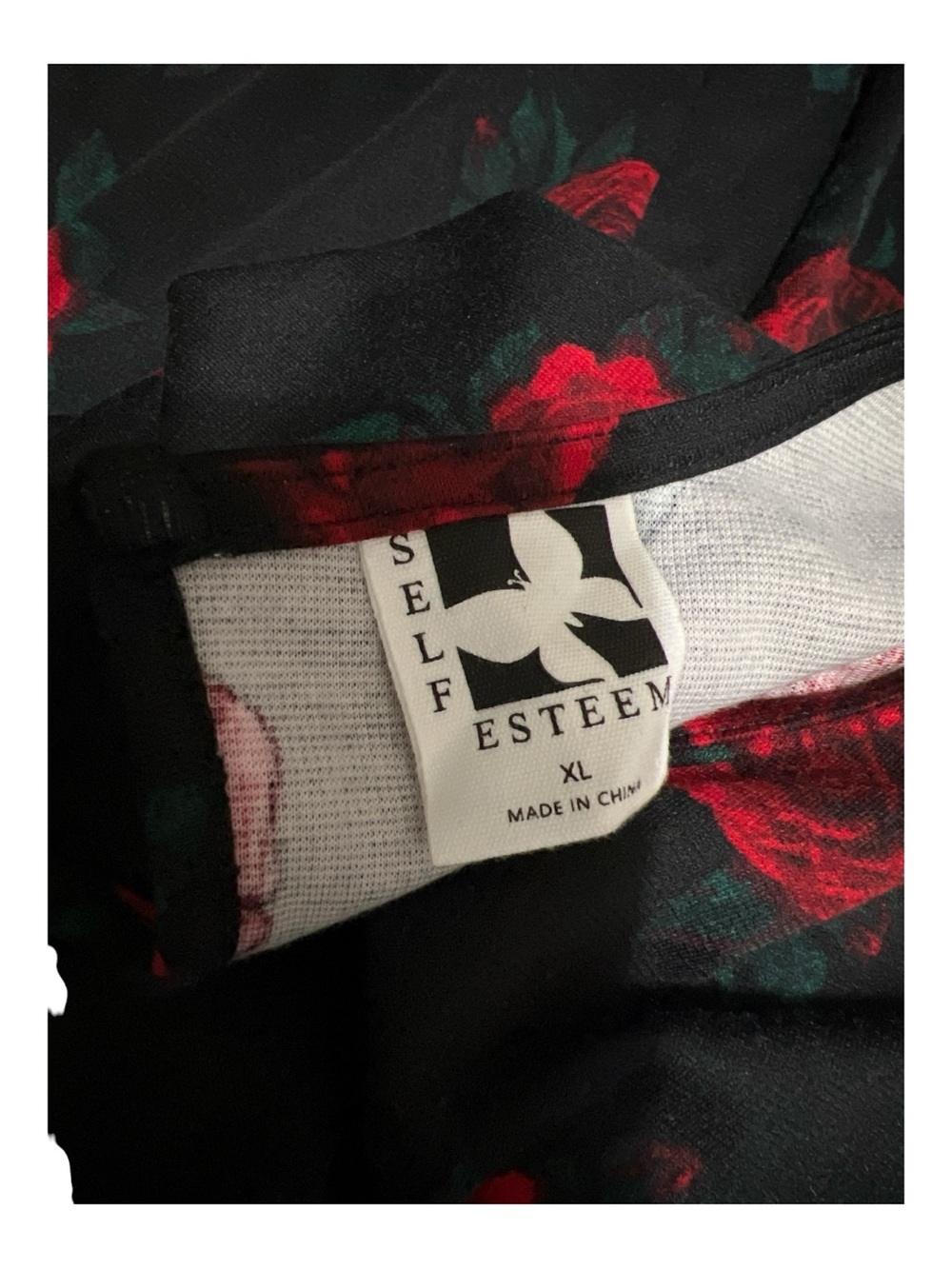 Self Esteem Girls Black Dress with Red Rose Print - Picture 4 of 6